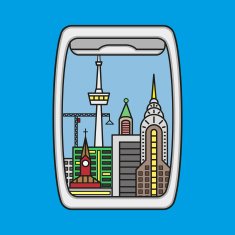 View from the window of an airplane over city