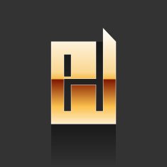 Vector Gold Letter H Shape Logo Element
