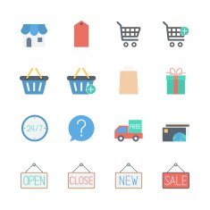 shopping icons set N3