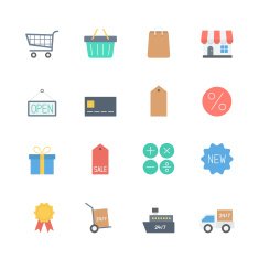 shopping icons set N4