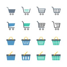 shopping cart & basket icons set N3