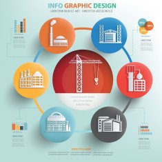 Construction industry concept info graphic design clean vector