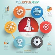 Start up rocket concept info graphic design clean vector