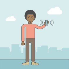 Worker holding smartphone N3