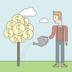 Man watering money tree N3