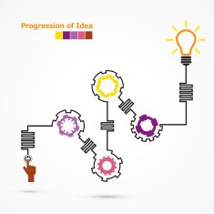 Creative light bulb symbol with linear of gear shape N2