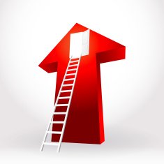 White stair ladder up open the door success business