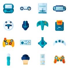 Video Game Flat Icons Set
