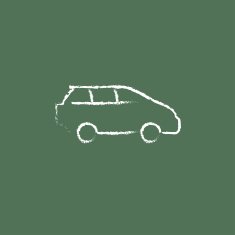 Minivan icon drawn in chalk