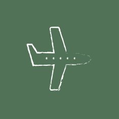 Flying airplane icon drawn in chalk