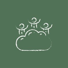 Cloud computing icon drawn in chalk