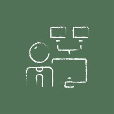 Man with monitors icon drawn in chalk