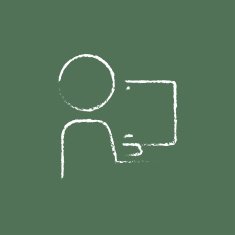 Man working at his computer icon drawn in chalk