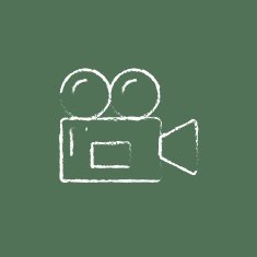Video camera icon drawn in chalk