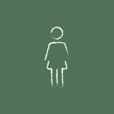 Woman standing icon drawn in chalk