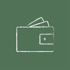 Wallet with money icon drawn in chalk
