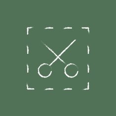Scissors with dotted lines icon drawn in chalk