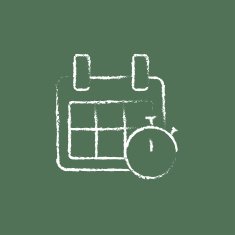 Calendar and stopwatch icon drawn in chalk