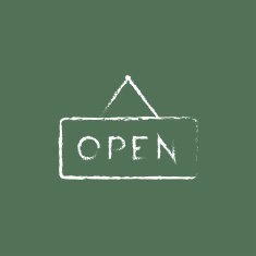 Open sign icon drawn in chalk
