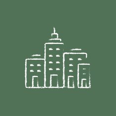 Residential buildings icon drawn in chalk