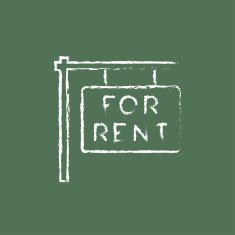 For rent placard icon drawn in chalk