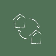House exchange icon drawn in chalk