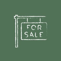 For sale placard icon drawn in chalk