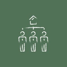 Three real estate agents icon drawn in chalk