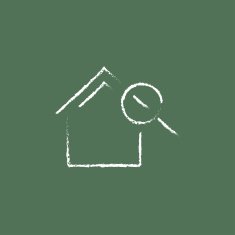 House and magnifying glass icon drawn in chalk