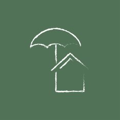 House insurance icon drawn in chalk N2