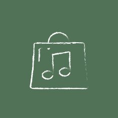 Bag with music note icon drawn in chalk