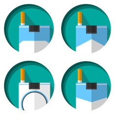 cigarette flat icon set with long shadow N3