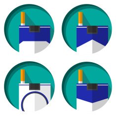 cigarette flat icon set with long shadow N4