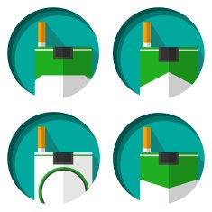 cigarette flat icon set with long shadow N5
