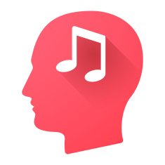 Male head icon with a musical note