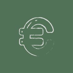 Euro symbol icon drawn in chalk