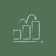 Bar chart upward icon drawn in chalk