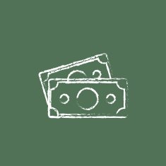 Money banknotes icon drawn in chalk