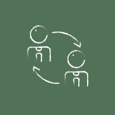 Staff turnover icon drawn in chalk