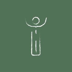 Man with raised arms icon drawn in chalk