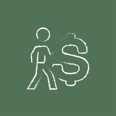 Businessman with a big dollar symbol icon drawn in chalk