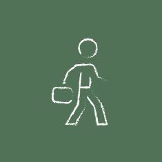 Businessman walking with briefcase icon drawn in chalk