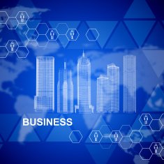 Abstract background with 3d city model