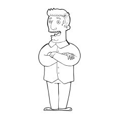 line drawing cartoon nervous man