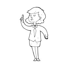 line drawing cartoon woman making point
