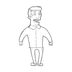 line drawing cartoon nervous man N2