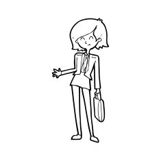line drawing cartoon businesswoman