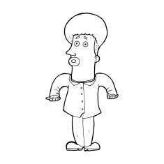 line drawing cartoon office guy