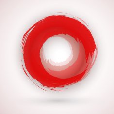 Asian Style Japanese Red Ink Circle Vector Logo Watercolor