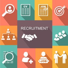 Recruitment poster icons set